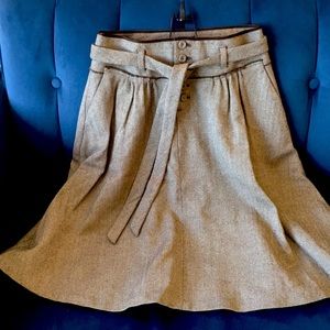 NWT Wool Skirt, Brown & Cream Herringbone